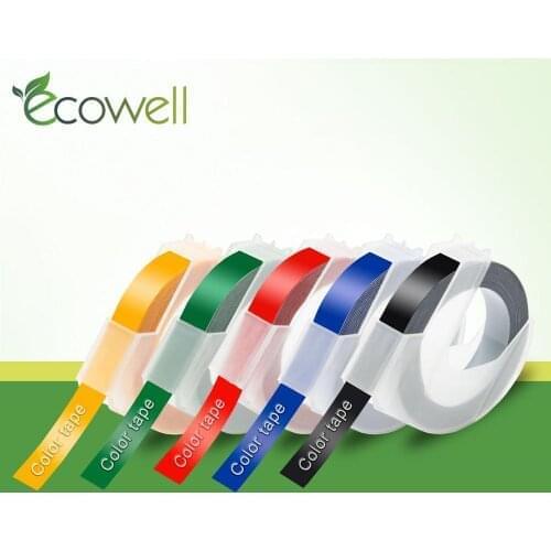 Ecowell 5Colors 9MM 3D Embossing Label Tape Compatible for Dymo 1610 1540 1880 12965 for Motex E101 E202 E303 Label Makers