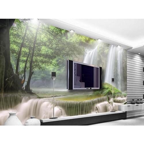 Customize Background wall wallpaper roll size Landscape water waterfall TV background wall