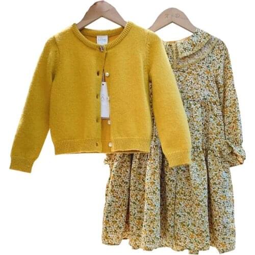 2021 new Spring Autumn Children Clothing Knitted Sweater Girl Dress Suit Fashion Set for Girl Casual Two-piece Clothes Suit