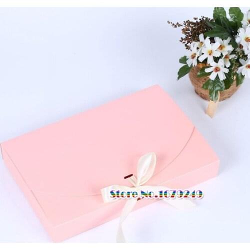 26x17.5x3.5cm Envelop paper box with ribbon, Gift Box Scarf clothing Packaging Paper Box,Underwear snake food packing box 50ppcs