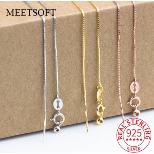 MEETSOFT Trendy 925 Sterling Silver silicone beads Semi finished needle chain necklace of DIY wholesale Accessory Jewelry