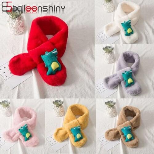 Balleenshiny Cute Kid Scarf Warm Plush Christmas Neckerchief Winter Thicken Pompom Neck Accessories Christmas Gift for Kids Girl