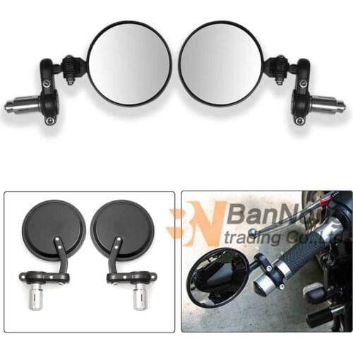 Motorcycle 22mm 7/8" Handle Bar End Mirrors For Harley Honda Suzuki Yamaha Cafe Racer Bobber Universal