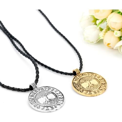 MQCHUN Nordic Talisman Jewelry Nordic Vikings Runes Amulet Pendant Necklace The Tree of Life Runes Pendant Necklace Gift-30