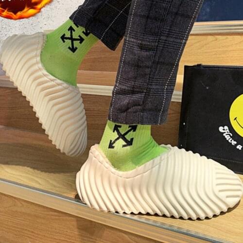 Large Size Mens Shoes New Winter Plus Cashmere Warm Cotton Shoes Trend Coconut Shaped Skeleton Casual Cotton Shoes