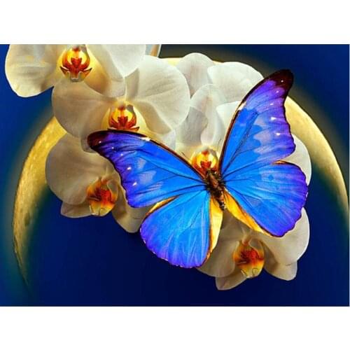 Diy Orchid Embroidery Mosaic Craft Butterfly Diamond Painting Kits Beads Picture Wall Paper Rhinestones Draw Christmas Gift New