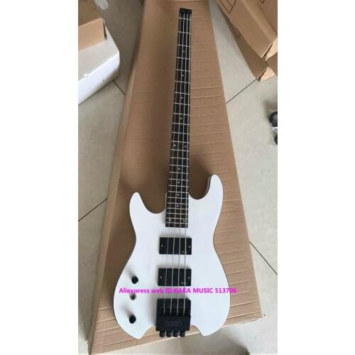Custom Shop White Left Handed No Head Electric Bass 4 Strings Headless Bass Guitars From China