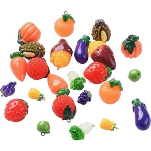 24pcs Resin Imitation Vegetable Food Pendants Charms For DIY Earring Necklace Key Chain Jewelry Making