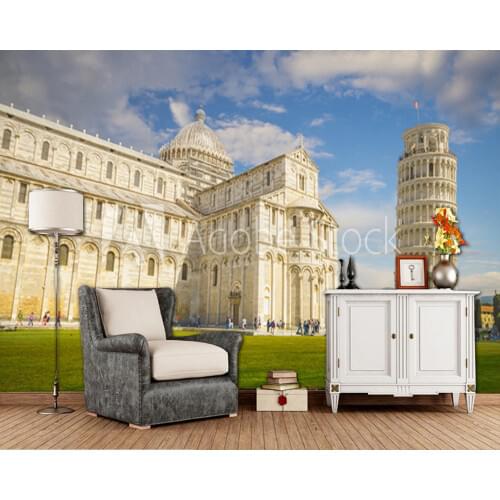 Custom modern 3D large murals, Leaning Tower of Pisa for TV living room bedroom wall pvc wallpaper papel de parede