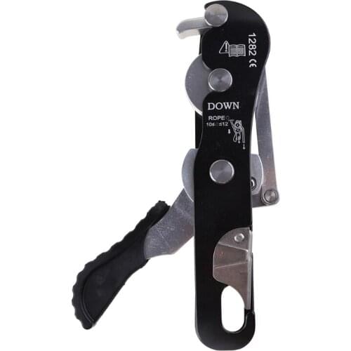 Professional Rock Climbing Descender Equipment for 8-13mm Rope Self-braking Stop Rope Clamp Grab Rescue Carabiner Rappel