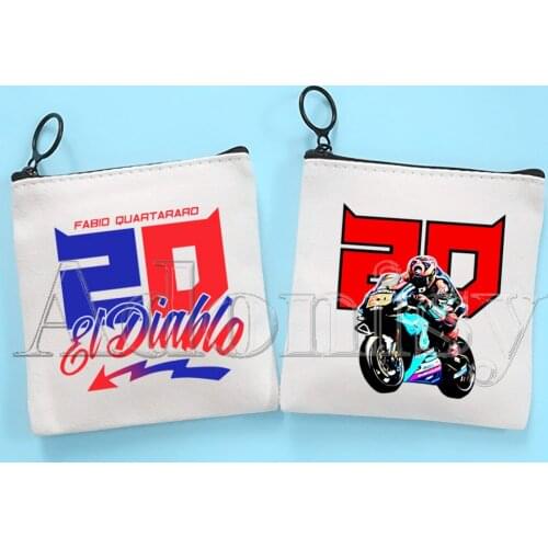 Fabio Quartararo Canvas Bag Pure White Bag, Zipper Bag Coin Bag Coin Bag Clutch Bag