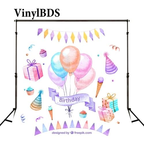 VinylBDS Baby Birthday Background Globos Newborn Photography Background Photography Backdrops Seamless Photo For Studio Custom