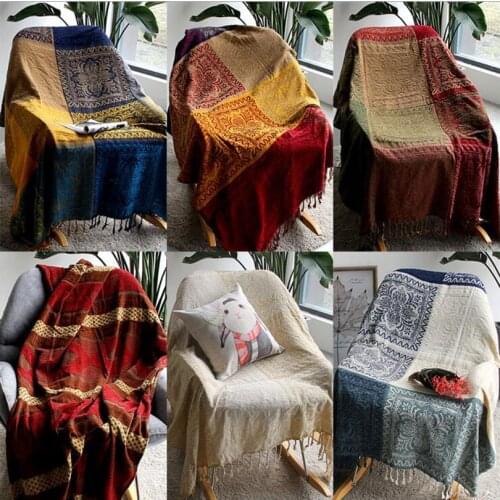 Vintage Bohemia Chenille sofa blanket Soft Fabric Bed warm knit throw Blanket travel supplies manta para sofa Home textile HK003