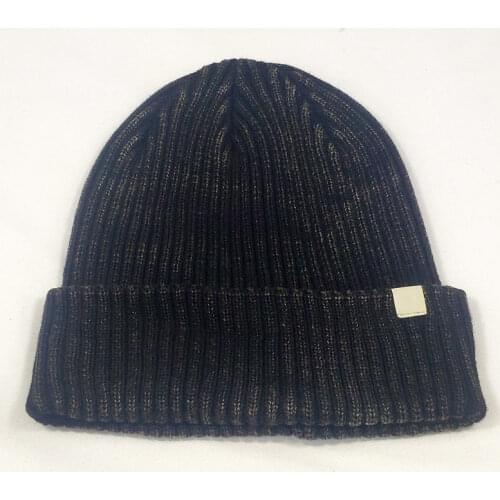 Winter Knitted Women Hat Cotton Beanie for Men Ladies Black Grey Blue Hot Pink Cuff Cap with Patch