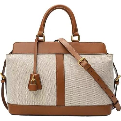 053 Leisure Canvas+ Leather Women Handbag Large Shopping Totes
