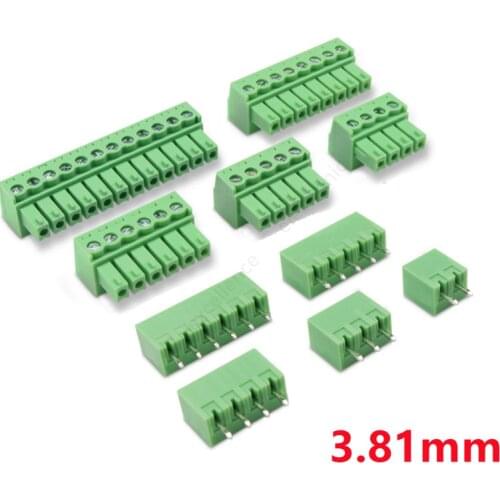 10 Set 3.81 2pin-8pin Straight needle Terminal plug type 300V 8A 3.81mm pitch connector pcb screw terminal block