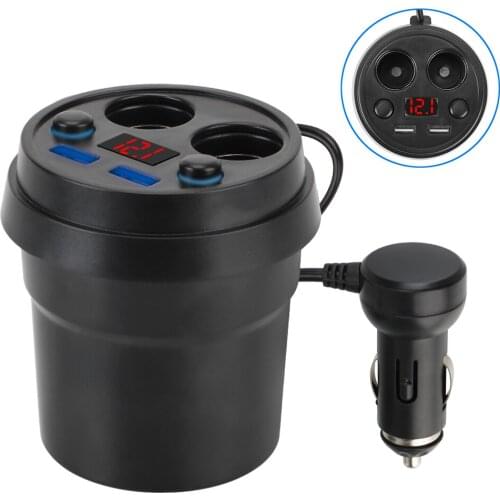 2 USB Car Charger Mobile Phone Chargers Cup Power Socket Adapter DC 5V 3.1A With Voltage LED Display Cigarette Lighter Splitter
