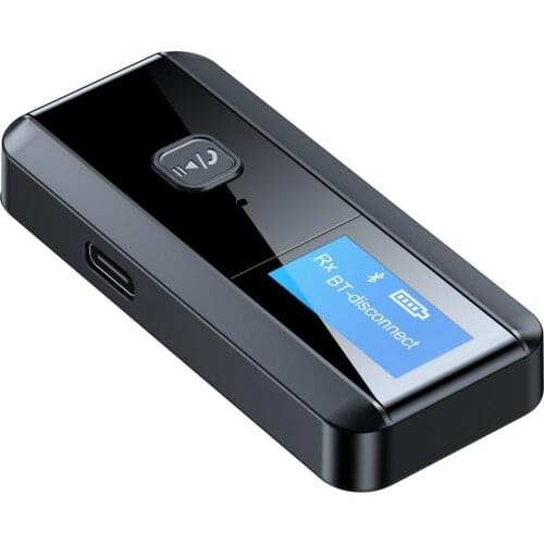 2-in-1 Wireless Bluetooth-compatible V5.0 Adapter Audio Receiver Transmitter LCD 3.5mm Jack AUX Audio Cable For Multiple Devices