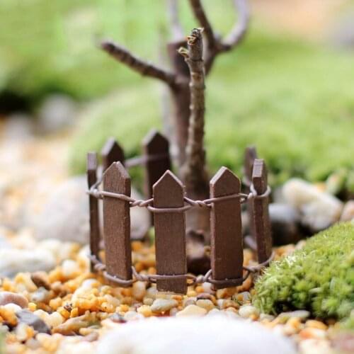 20PCS Miniature Small Wood Fencing DIY Fairy Garden Micro Dollhouse Gates Decor Ornament White/Red/Blue/Green/Wood Colors