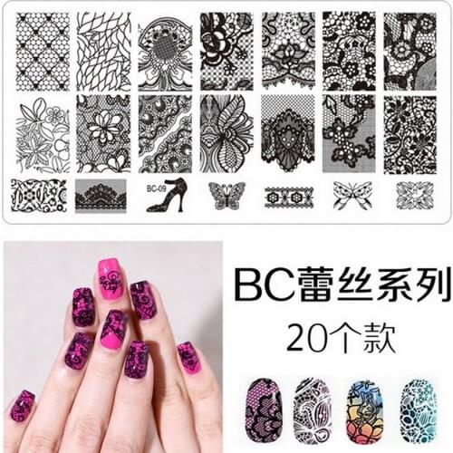 200pcs Nail Polish NEW BC Series Steel Lace Flower Nail Art Sexy Image Stencils Templates DIY Stamping Manicure DHL