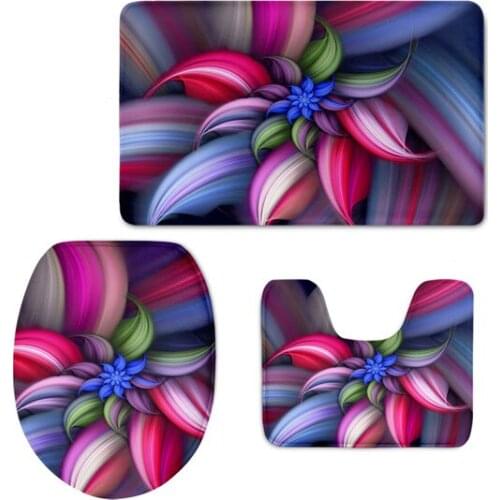 2021 Decor Bathroom Toilet Seat Cover Plumeria Flower Prints Warmer Soft Closestool Pad Mat Non-slip Floor Rugs Carpets 3Pcs/Set