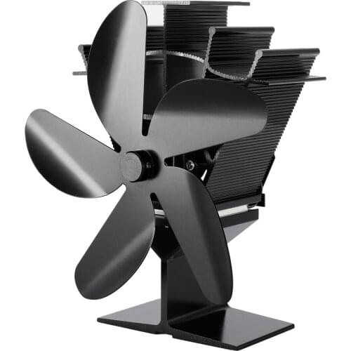 5 Blades Fireplace Fan Heat Powered Stove Fan Powerful Low-Noise Log Wood Burner Room Living Room Efficient Heat Distribution