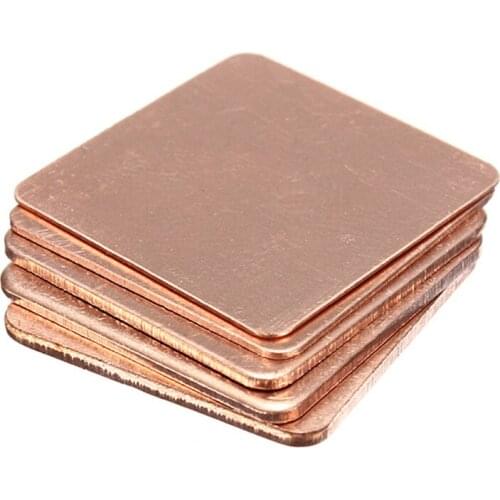 5 X Copper Heat Sink Laptop GPU CPU Heat Sink Copper Shim 20x20x0.3/0.5/0.8/1.0/1.2/1.5mm