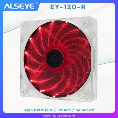 ALSEYE 120mm Fan 4pin PWM LED PC Cooling Fan for CPU Cooler Blue and Red Light Quiet Fans
