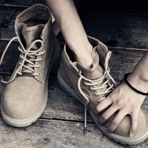 Boots Mens Fashion British Style Winter Short Boots All-match High-Top Shoes Mens Mid-Top Tooling Boots Leather Boots