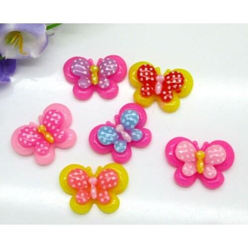 50Pcs Mixed Resin Butterfly Beads Decoration Crafts Flatback Cabochon Scrapbooking Fit Phone Embellishments Diy Accessories