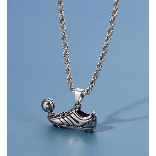 Fashion Football Shoes Pendant Necklace Sports Player Brazil People Charm Collar Necklace Jewelry Street Boy Chic Gift Hip-hop