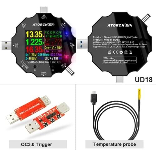 DC5.5 Type-c USB tester Digital voltmeter ammeter Display Volt amp power bank Meter iphone E-test App