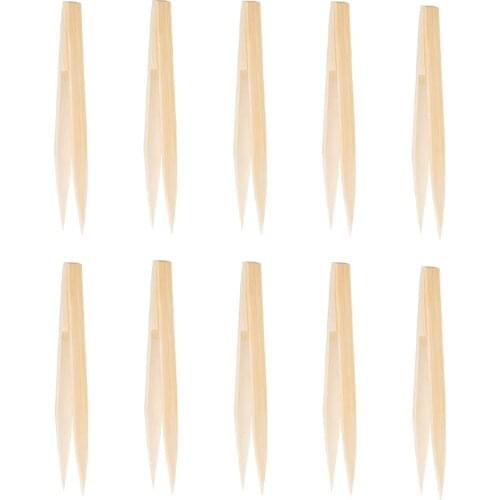 10pcs Wooden Tea Clip Bamboo Kitchen Salad Food Toast Tong Tweezer Bacon Sugar Ice Tea Utensil Teaware Accessories