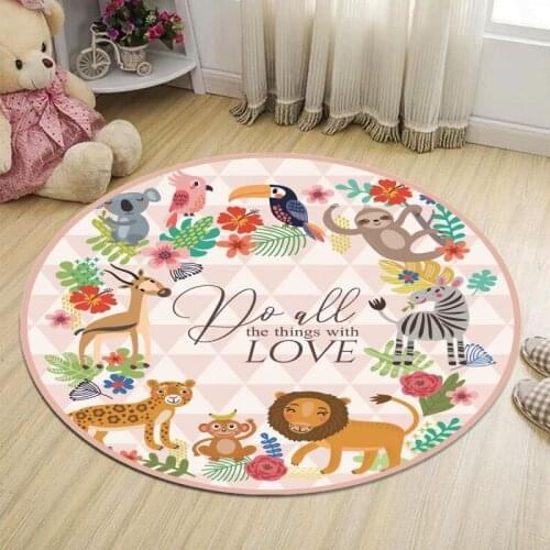Ins Childrens Room Cartoon Round Carpet Bedroom Computer Chair Cushion Tent Hanging Basket Floor Mat Crawling Blanket