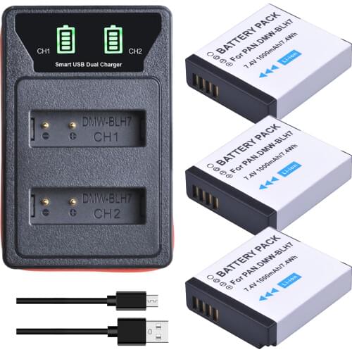 DMW-BLH7 BLH7 DMW-BLH7PP DMW-BLH7E Battery + LED Built-in USB Charger for Panasonic Lumix DMC-GM5 DMC-GF7 DMC-GF8 GF9 LX10 LX15