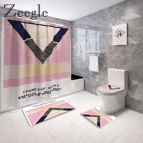 Flannel Shower Curtain with Bath Mat Set Anti Slip Bathroom Carpet Bathroom Toilet Mat Washable U-Shaped Toilet Rug Foot Mat Set