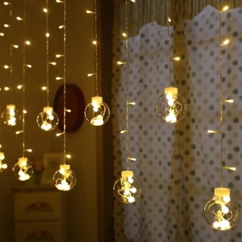 2.5M 108Led 12 Globe String Lights Garland Fairy Lights For Bedroom Home Wedding Christmas Party Holiday Decoration AC EU Plug