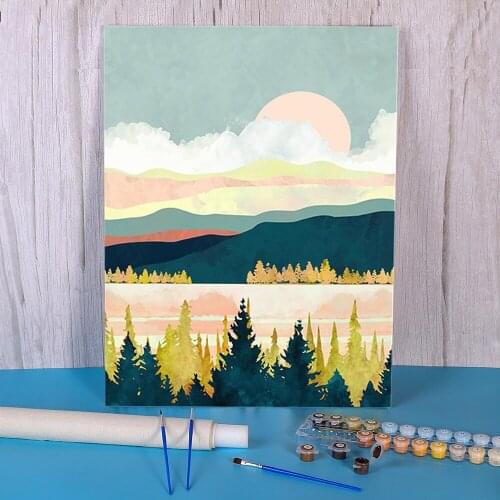 Landscape Mountain DIY Painting By Numbers Set Acrylic Paints 40*50 Canvas Painting New Design For Handiwork
