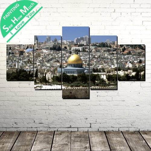 5 Piece Jerusalem Palace Canvas Painting Wall Art Pictures Prints on Canvas Home Decor Wall Poster Decoration for Bedroom