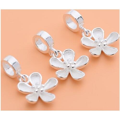 Flower pendant S925 sterling silver pendant jewelry accessories, handmade DIY jewelry string beads material accessories