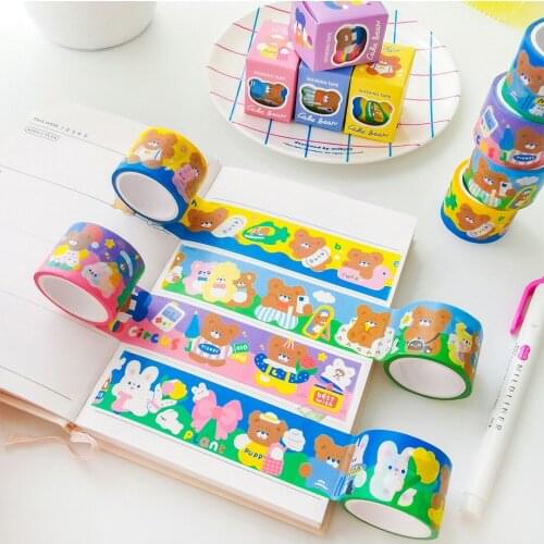 Milkjoy New Kawaii Cake Bear Washi Masking Tape For Crafts Diary Decorative Adhesive Tape Japanese School Stationery