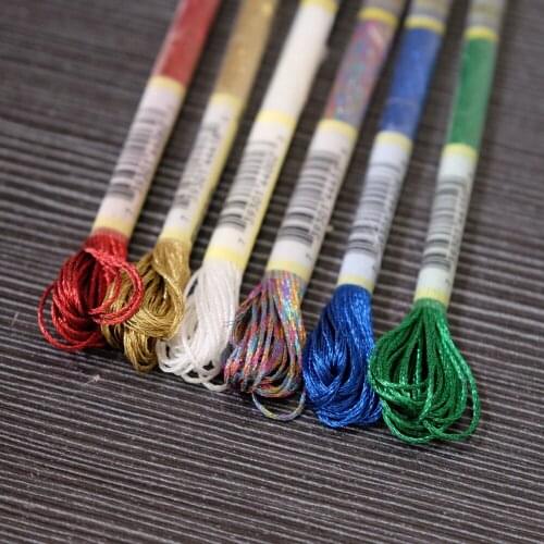 TOP 6 Skeins Pack Light Effects Floss 6 Strands High Sheen Colors Metallic Embroidery Floss Cross Stitch Thread 8M each Skein