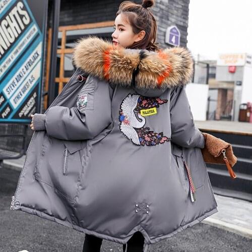 New 2019 Fur Hooded Female Winter Warm Parkas Women Basic Jackets Cotton Slim Overcoat Elegant Casual Coat Parka Big Plus Size