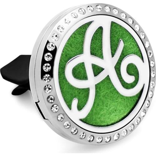 Bling Letter Stainless Steel Car Air Vent Clip Air Freshener Perfume Aroma Essential Oil Diffuser Locket Free 10Pads Women Gift