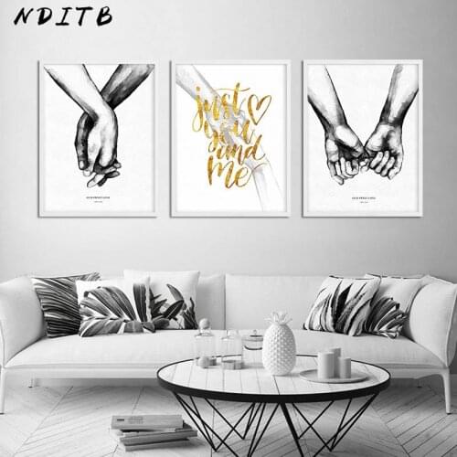 Couple Holding Hand Canvas Nordic Poster Print Romantic Anniversary Gift Wall Art Decorative Picture Painting Living Room Decor