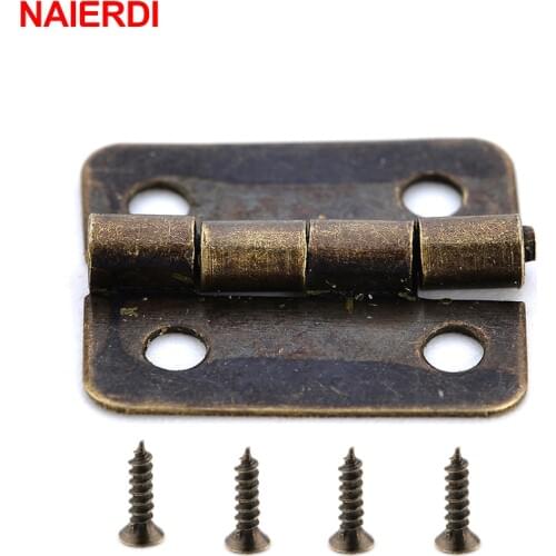 50PCS NAIERDI Antique Hinge Mini Bronze Gold Decoration Door Hinges For Wooden Cabinet Vintage Jewellery Box Furniture Hardware