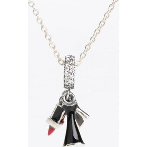 Genuine 100% 925 Sterling Silver Lipstick High Heel Pendant Fit Original Bracelet Necklace Diy Jewelry