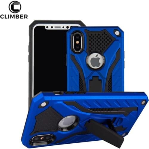 Shockproof Phantom Shield TPU PC Rugged Armor Phone Case For iPhone 7 8 Plus Kickstand Shell Cover For iPhone X