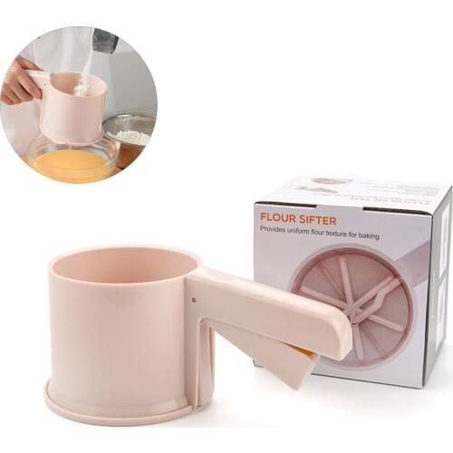 Handheld Plastic Sieve Cup Powder Flour Sieve Mesh Fine Mesh Sugar Filter Manual Strainer Kitchen Baking Pastry Tools