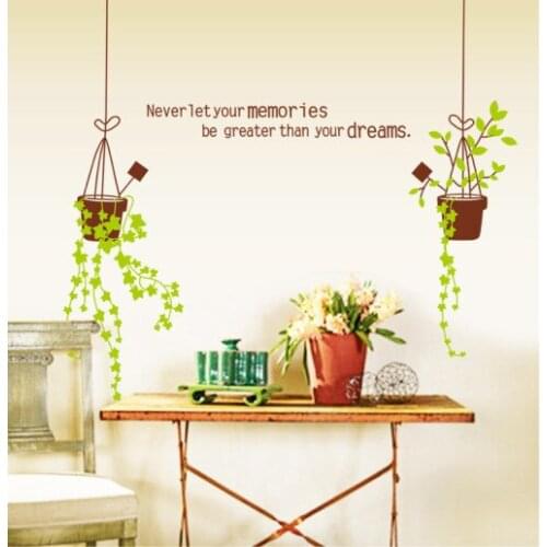 DIY Green Flower PVC Decoration Wall Stickers Never let your memories be greater than your dreams Quotes Glass Window Sticker